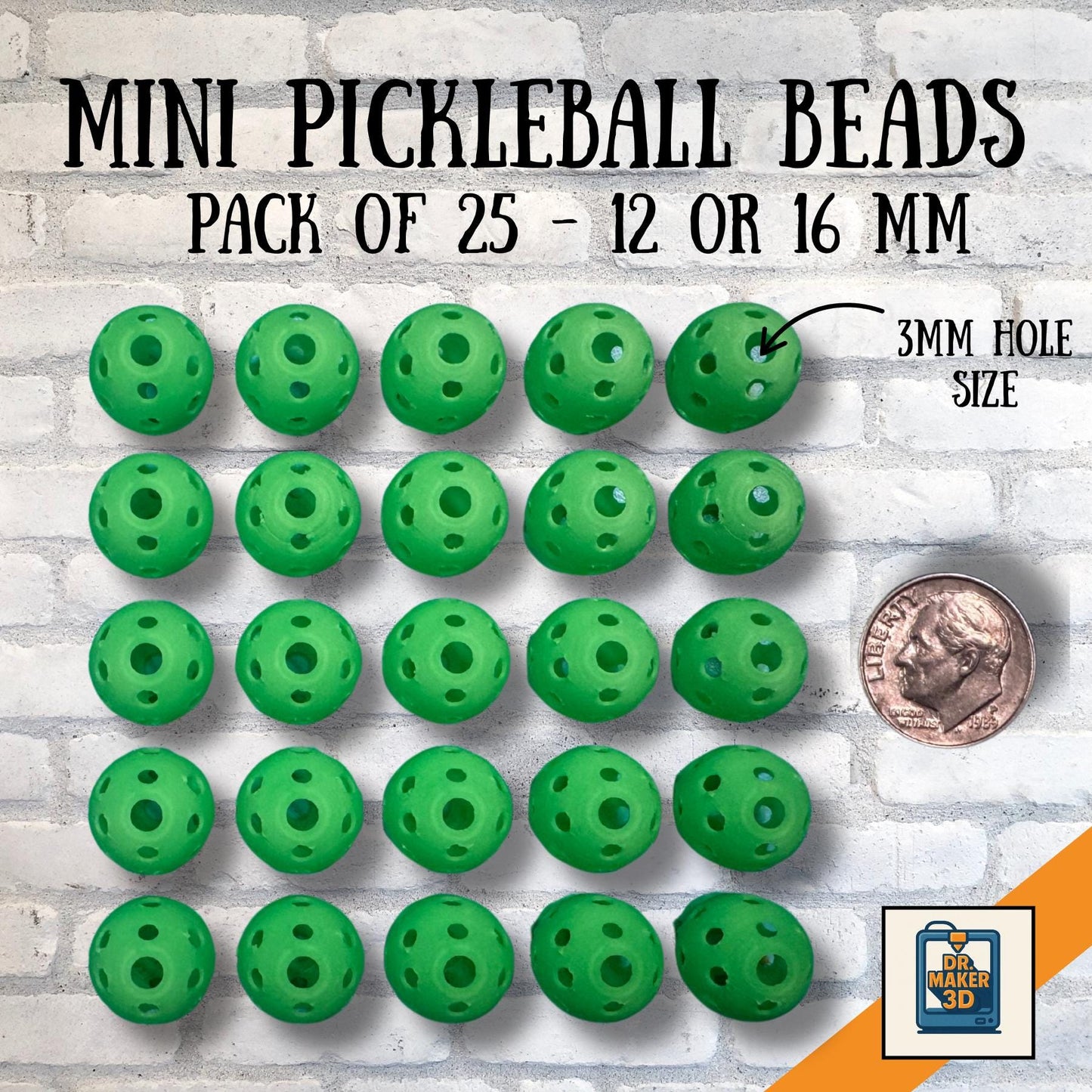 PICKELT Mini Pickleball Bead Charms, 25 Pack