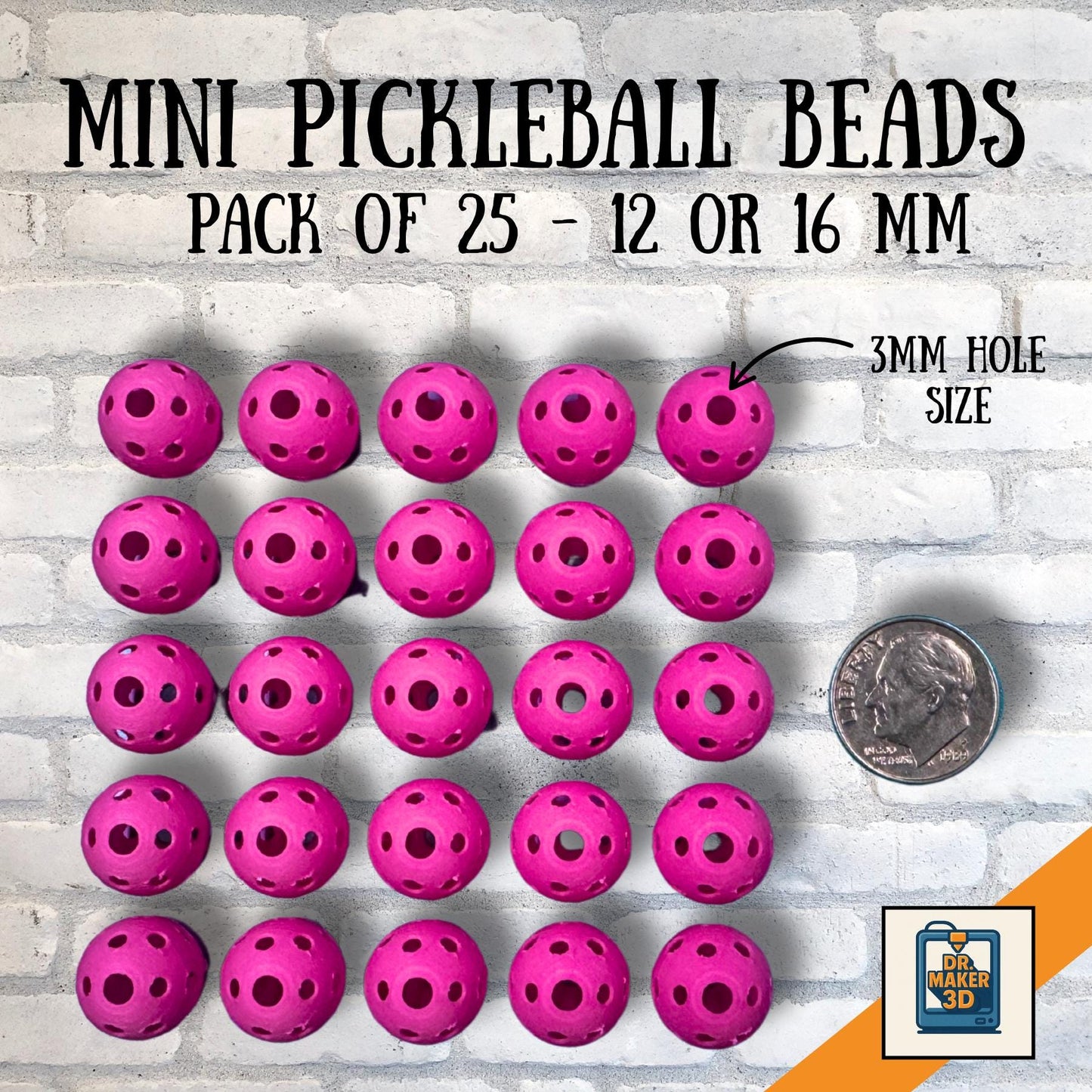 PICKLET Mini Pickleball Bead Charms, 25 Pack