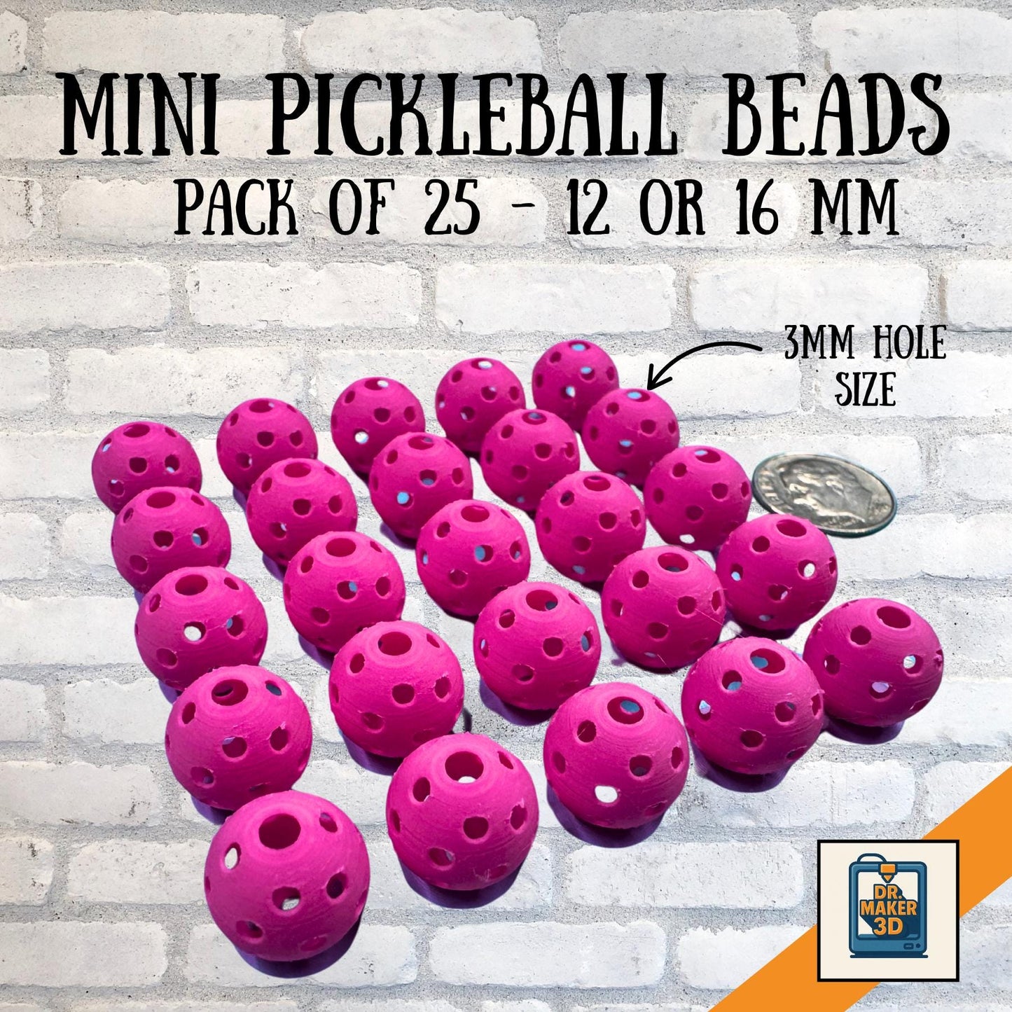 PICKELT Mini Pickleball Bead Charms, 25 Pack