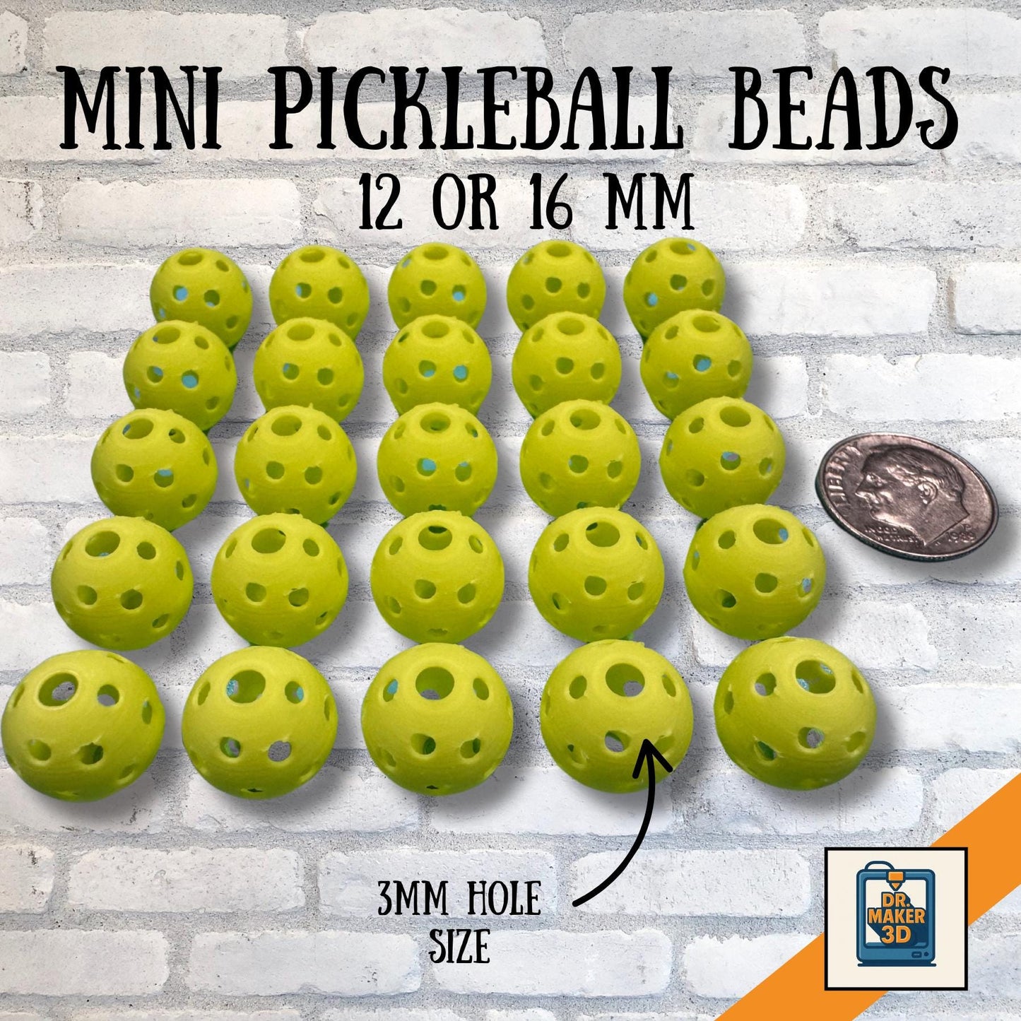 PICKELT Mini Pickleball Bead Charms, 25 Pack
