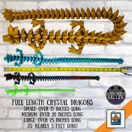 SPARK | 3D Printed Crystal Dragon - Articulated Fidget Toy, Choice of Size and Color