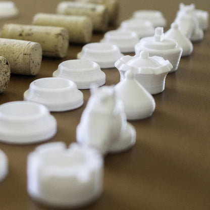 BUNG | 3D Printed Wine Cork Chess Pieces, Unique Chess Set Gift for Wine Lovers