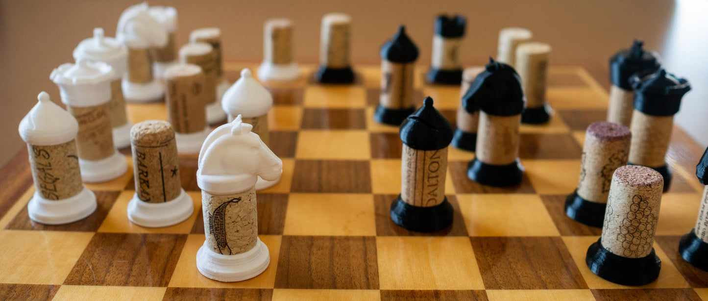 BUNG | Wine Cork Chess Pieces - Unique Custom Chess Set, Choice of Colors