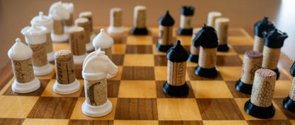 BUNG | 3D Printed Wine Cork Chess Pieces, Unique Chess Set Gift for Wine Lovers