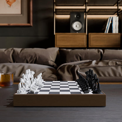 ABBY | 3D Printed Abstract Chess Set with Storage Box, Modern Board Game Gift