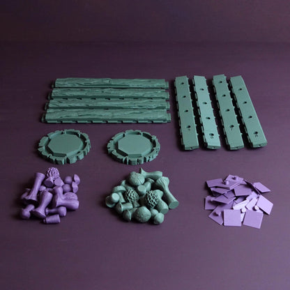 SPORE | 3D Printed Mushroom Chess Set, Magnetic Board Game, Pine Log Storage Box Gift
