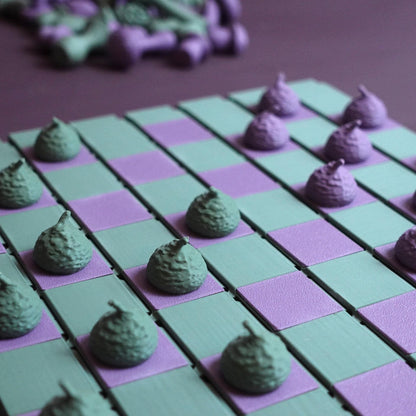 SPORE | 3D Printed Mushroom Chess Set, Magnetic Board Game, Pine Log Storage Box Gift