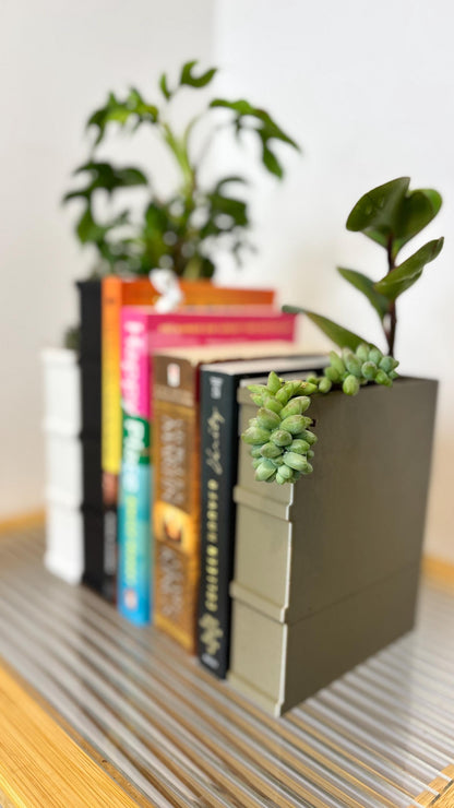 NOVEL | 3D Printed Book Shaped Bookend Planter, Succulent Pot, Book Lover Plant Gift