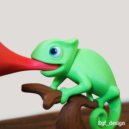 STICKY | 3D Printed Chameleon Bookend, Weighted Reptile Bookshelf Decor, Reptile Lover Gift