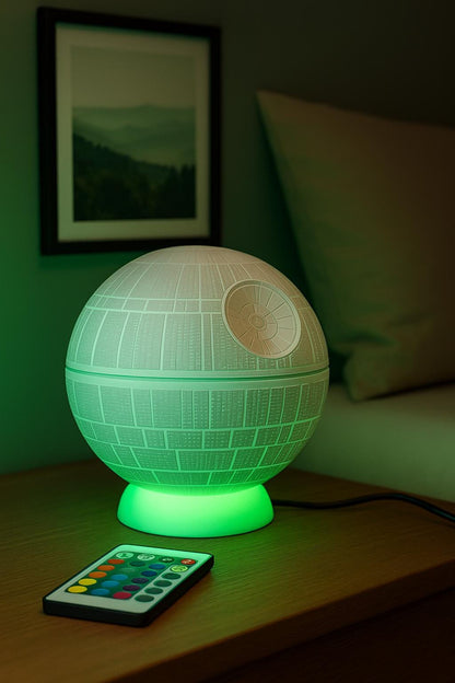 LASER | 3D Printed Death Star Lamp, Sci-Fi LED Night Light, Gamer Bedroom Desk Lamp Gift