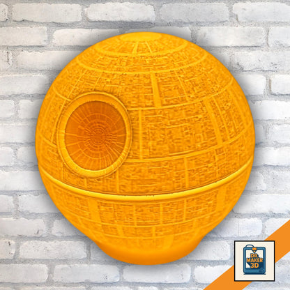 LASER | 3D Printed Death Star Lamp, Sci-Fi LED Night Light, Gamer Bedroom Desk Lamp Gift