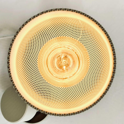 CALIZ | 3D Printed Table Lamp with Hidden Storage, Woven Boho Bedside Light, Bedroom Desk Lamp