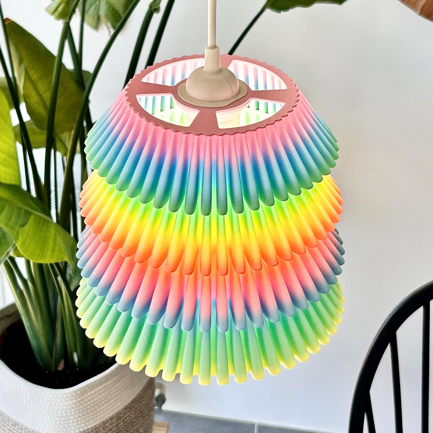 FALDA | 3D Printed Ruffled Pendant Light, Tiered Boho Hanging Lamp Shade, Bedroom Ceiling Light