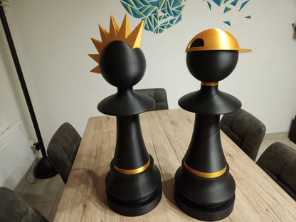 ROYALTY | 3D Printed Giant Oversized Chess Set, King Queen Pieces with Storage Box Gift