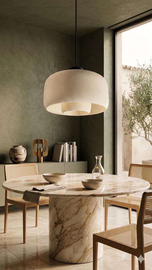 LOLA | Mid Century Modern Pendant Light, Geometric Mesh Hanging Lampshade Ceiling Cover