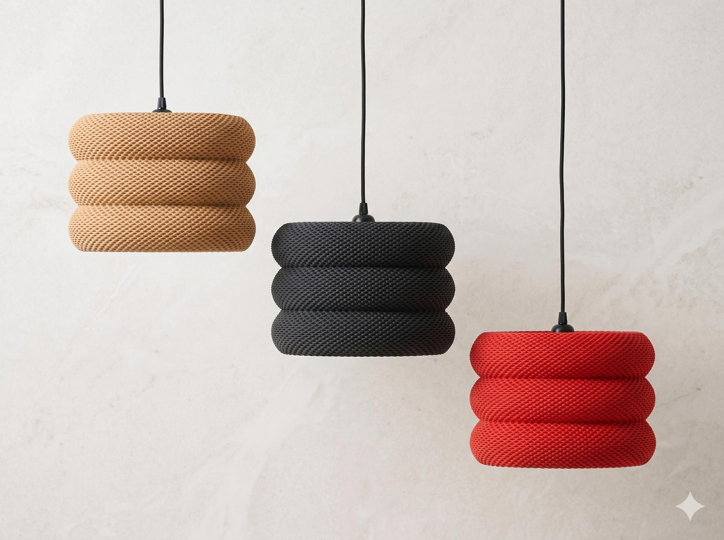 CLARA | Woven Pendant Light, Custom Hanging Lampshade, Textured Ceiling Lamp, Boho Chandelier