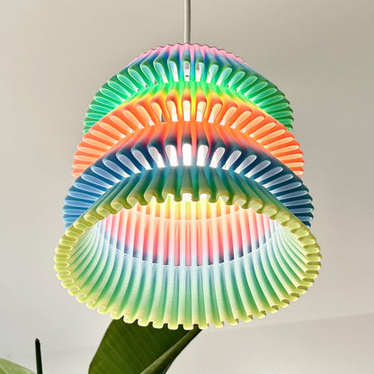 FALDA | 3D Printed Ruffled Pendant Light, Tiered Boho Hanging Lamp Shade, Bedroom Ceiling Light