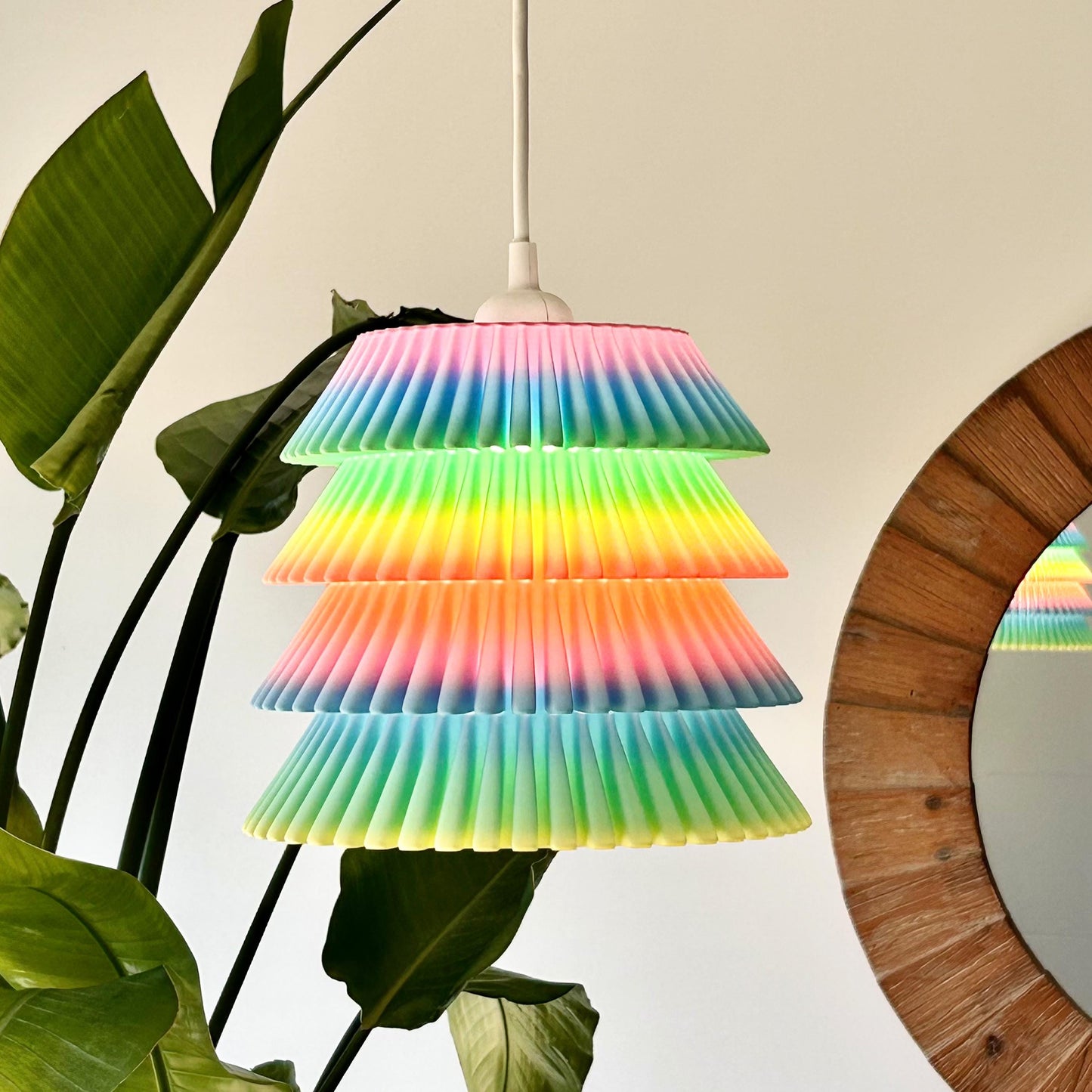 FALDA | 3D Printed Ruffled Pendant Light, Tiered Boho Hanging Lamp Shade, Bedroom Ceiling Light