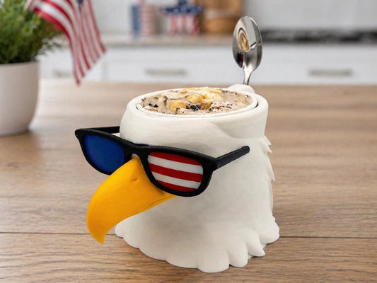 SCOOP250 | Patriotic Bald Eagle Ice Cream Bowl with Sunglasses | 3D Printed America 250 Mug