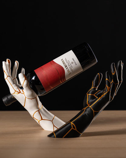 VINOK | 3D Printed Hand Sculpture Wine Holder, Gravity Balancing Stand, Unique Wine Lover Gift