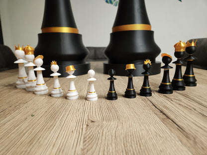 ROYALTY | 3D Printed Giant Oversized Chess Set, King Queen Pieces with Storage Box Gift