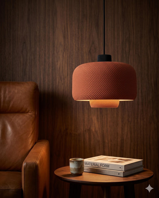 LOLA | 3D Printed Drum Pendant Light, Mid Century Modern Mesh Hanging Lamp Shade, Ceiling Light