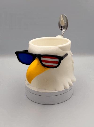 SCOOP250 | Patriotic Bald Eagle Ice Cream Bowl with Sunglasses | 3D Printed America 250 Mug