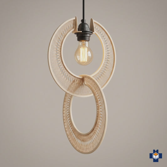 Interlocking Ring Pendant Light, Woven Boho Linked Hoops — 3D Printed | ORB