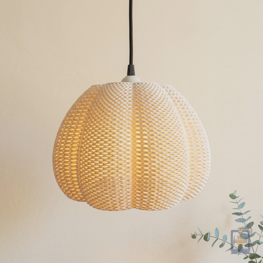 Slideshow of the MARINA 3D printed faceted pendant light in rooms, colors, sizes, and setup options