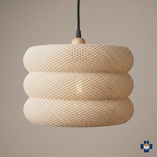 Ribbed Drum Pendant Light, Boho Woven Statement Shade, 30+ Colors, 5 Sizes — 3D Printed | MARA